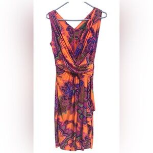 Lauren Ralph Lauren Vibrant Orange and Purple Women's Wrap Dress